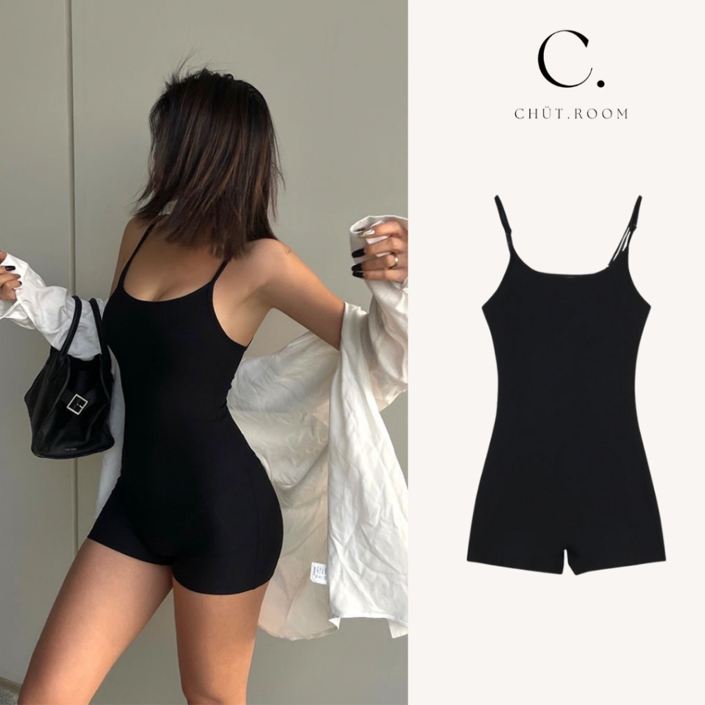 {Sẵn} - Bodysuit Jumpsuit 2 dây có mút ngực Chút.Room dành cho nữ, chất thun co dãn, dáng ôm thời trang gợi cảm, trendy