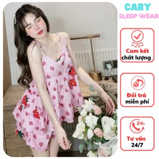 Đồ bộ ngủ pijama hai dây hoạt hình mặc nhà mùa hè dễ thương, set bộ đồ ngủ hai dây shin, kuromi, losto cute CARY