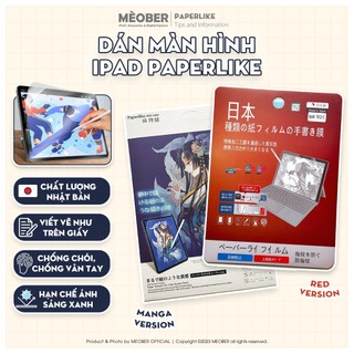   Paperlike Nhật Đỏ  Dán màn hình iPad Paperlike by MèoBer dành cho người dùng viết vẽ tạo cảm giác viết như trên giấy 
