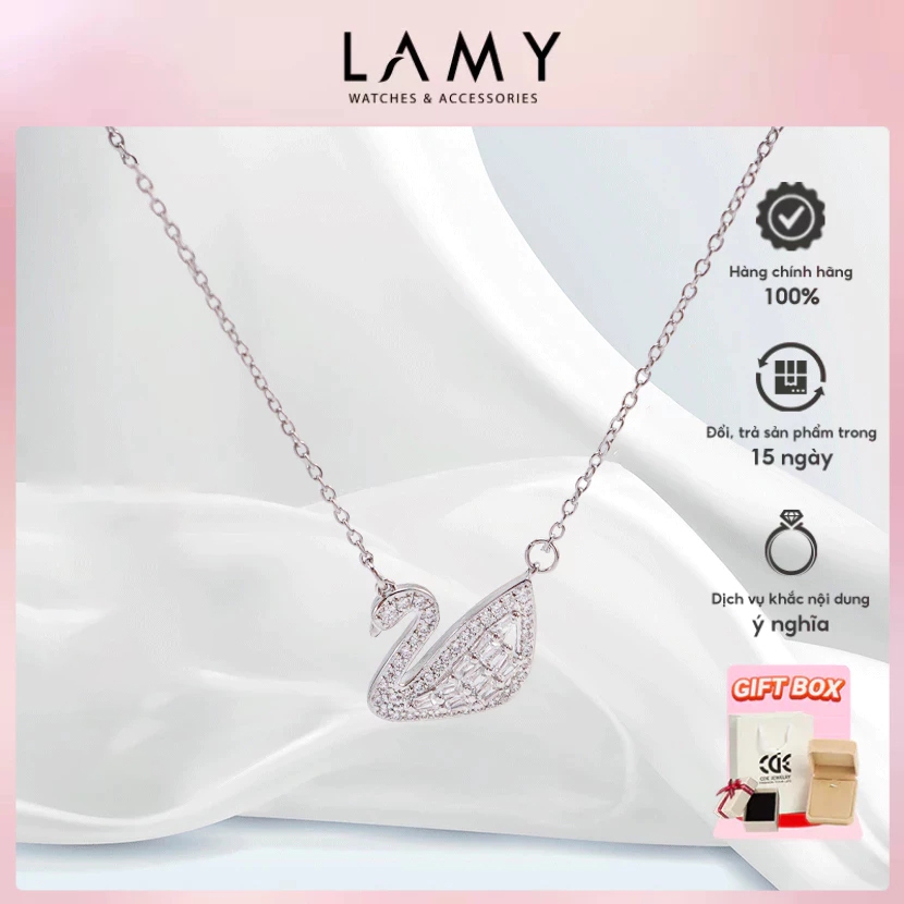 Dây chuyền bạc nữ CDE Crystal Swan Necklace Silver CDE6393SV
