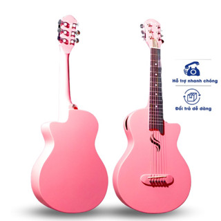 [MÃ giảm 40K]Đàn Guitar Mini Acoustic Mã Pink DC-02 Chính Hãng ST.Real Guitar Sài Thành Kích Thước 80cm Size 1/2