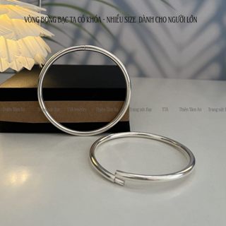 Vòng Bọng Bạc ta có Khóa mở, nhiều size, bản rộng, ni vòng tay người lớn - Bạc thật TTA Jewelry - V003