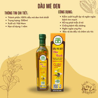 Dầu mè đen sạch [ÉP LẠNH] nguyên chất chai thuỷ tinh an toàn, bổ dưỡng, tốt cho sức khoẻ, tim mạch.