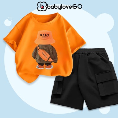 Bộ đồ bé trai BabyloveGO mẫu mới 2026 bộ áo thun quần kaki cho bé mềm mịn thoáng mát in hình độc đáo HI90 - HI91