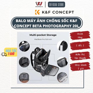 Balo máy ảnh laptop K&F Concept KF13.144 chống nước chống va đập 20L, có vỏ cứng