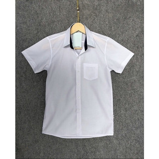 Áo sơ mi chân cổ xanh mẫu cao cấp học sinh cấp 1,2,3,áo sơ mi trắng đồng phục học sinh nam 15-70kg