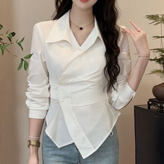 Áo sơ mi chiết eo đi tiệc đi làm sang trọng phối vạt chéo dây buộc tôn dáng kiểu sơ mi công sở nữ (SM HACK EO -75)