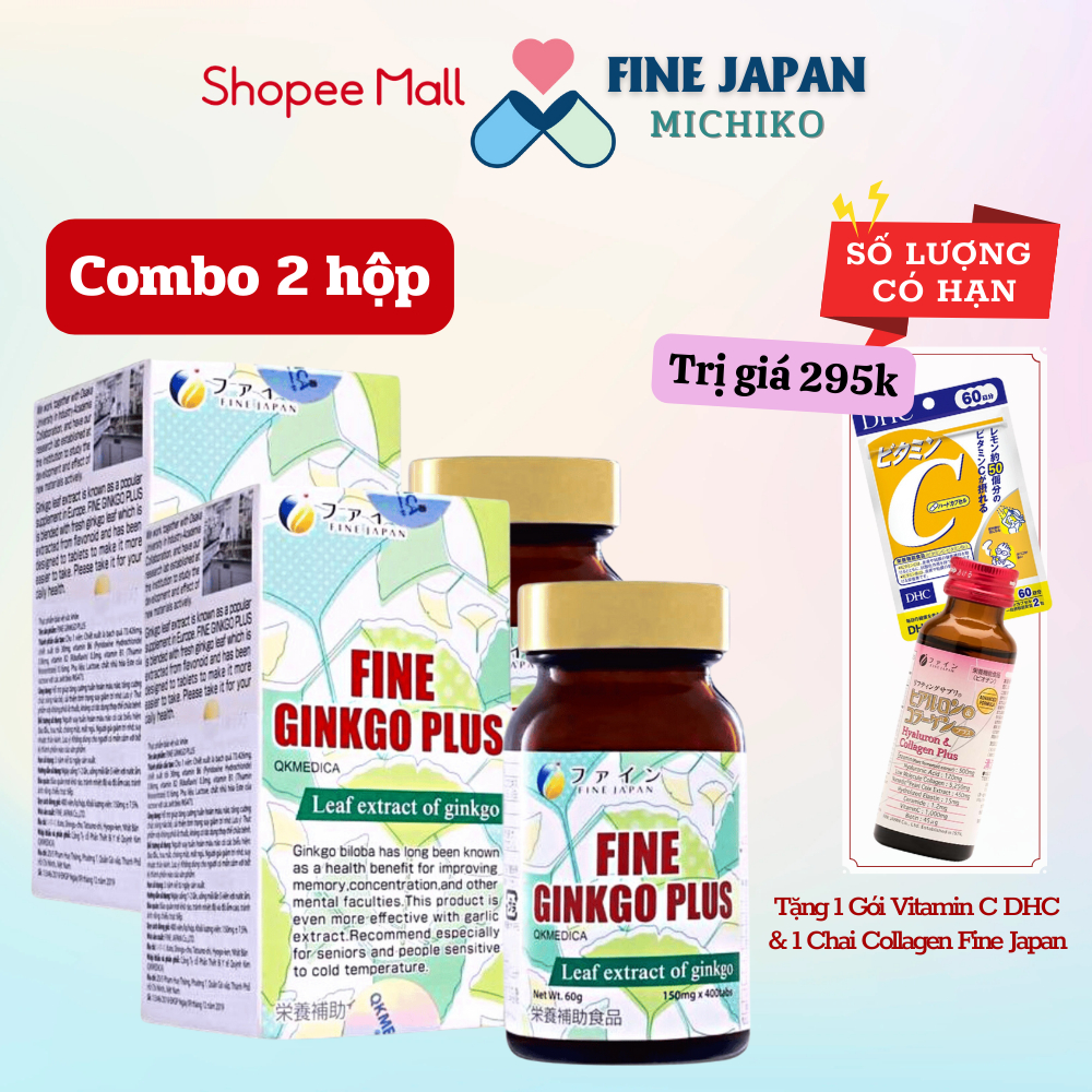 [Combo 2 Hộp] Viên Uống Bổ Não Fine Ginkgo Plus Hoạt Huyết Dưỡng Não Nhật Bản 400 Viên
