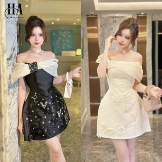 Váy Love đính đá trễ vai 560k sm