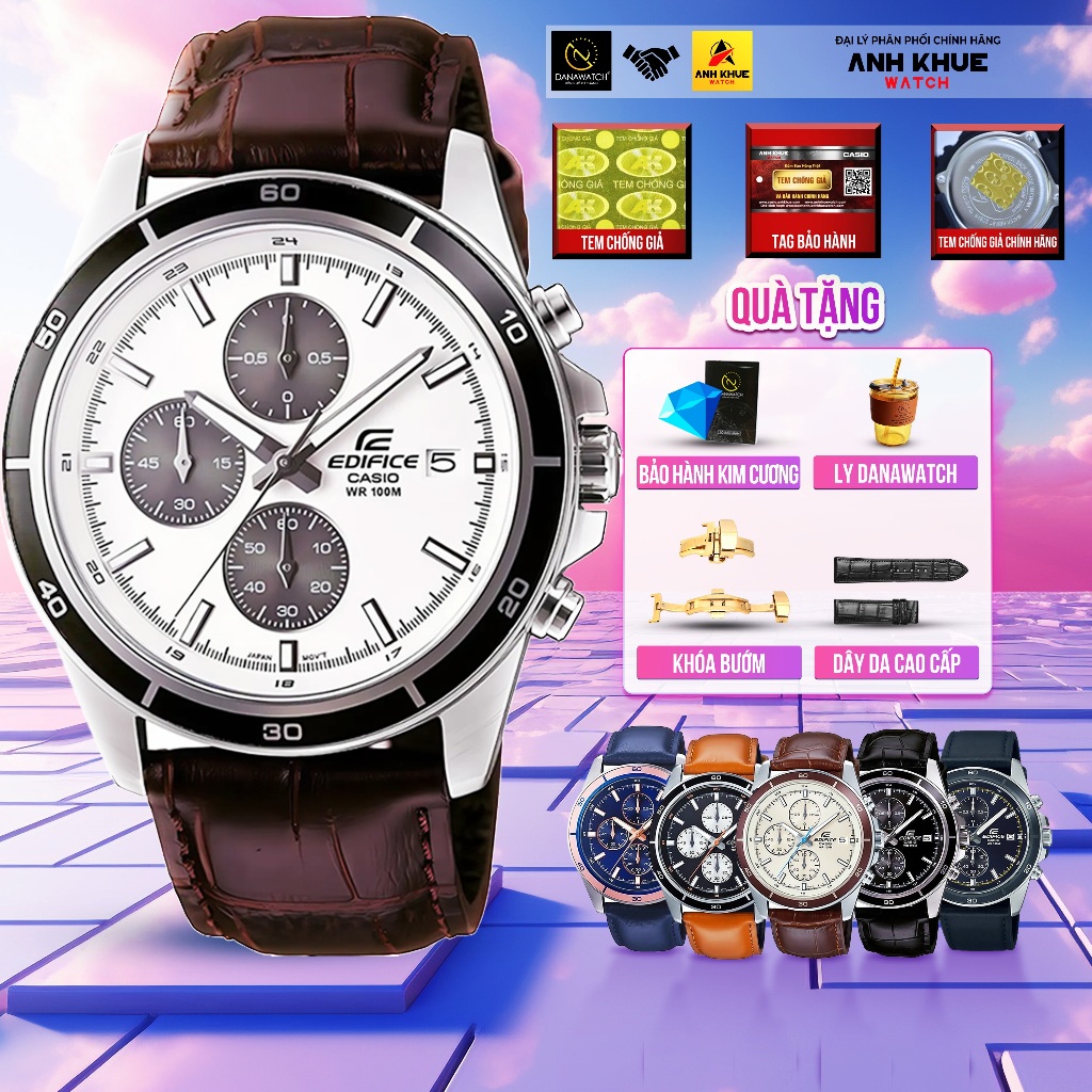 Đồng hồ Nam Casio Edifice EFR-526L-7AVUDF – Tặng bộ dây da, khoá bướm, ly Danawatch & gói bảo hành k