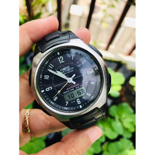 Đồng hồ nam Casio 2 máy Wave ceptor pin solar dây nhựa size 42mm