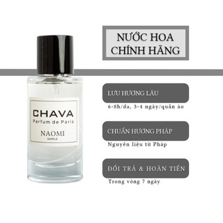 Nước hoa nữ chava simple naomi 50ml, tự tin - cởi mở - phóng khoáng, chính hãng - tiêu chuẩn pháp