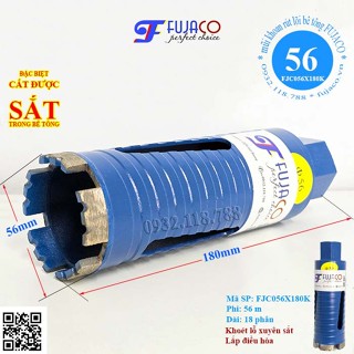 Mũi khoan rút lõi bê tông khô phi 56 x 180 mm siêu phẩm cho thợ điện lạnh khoét lỗ tròn lắp điều hòa