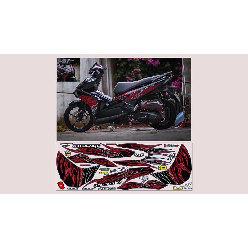 tem lửa chế xe AB 125 đen lửa đỏ