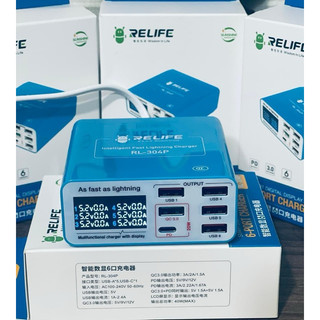 Sạc 6 cổng / báo dòng sạc / sạc nhanh - relife 304p