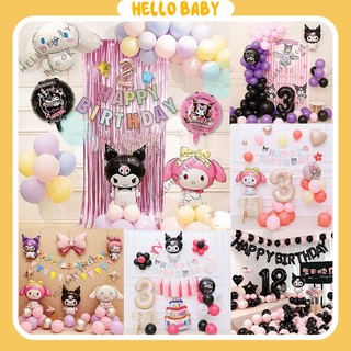 Set bóng Kuromi - My Melody xinh xắn trang trí sinh nhật kèm số tuổi cho bé