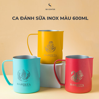 Ca Đánh Sữa Latte Art Barista Support Chất Liệu Inox Màu Vàng, Xanh, Đỏ - Dung Tích 600ml