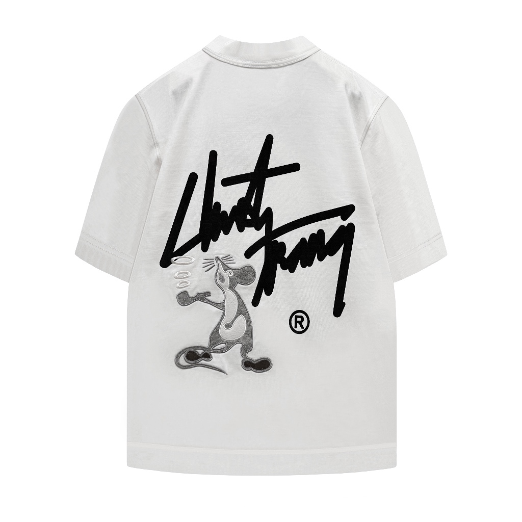 TEE MOUSE đen, trắng - ÁO THUN vải dày CHUỘT TRẮNG