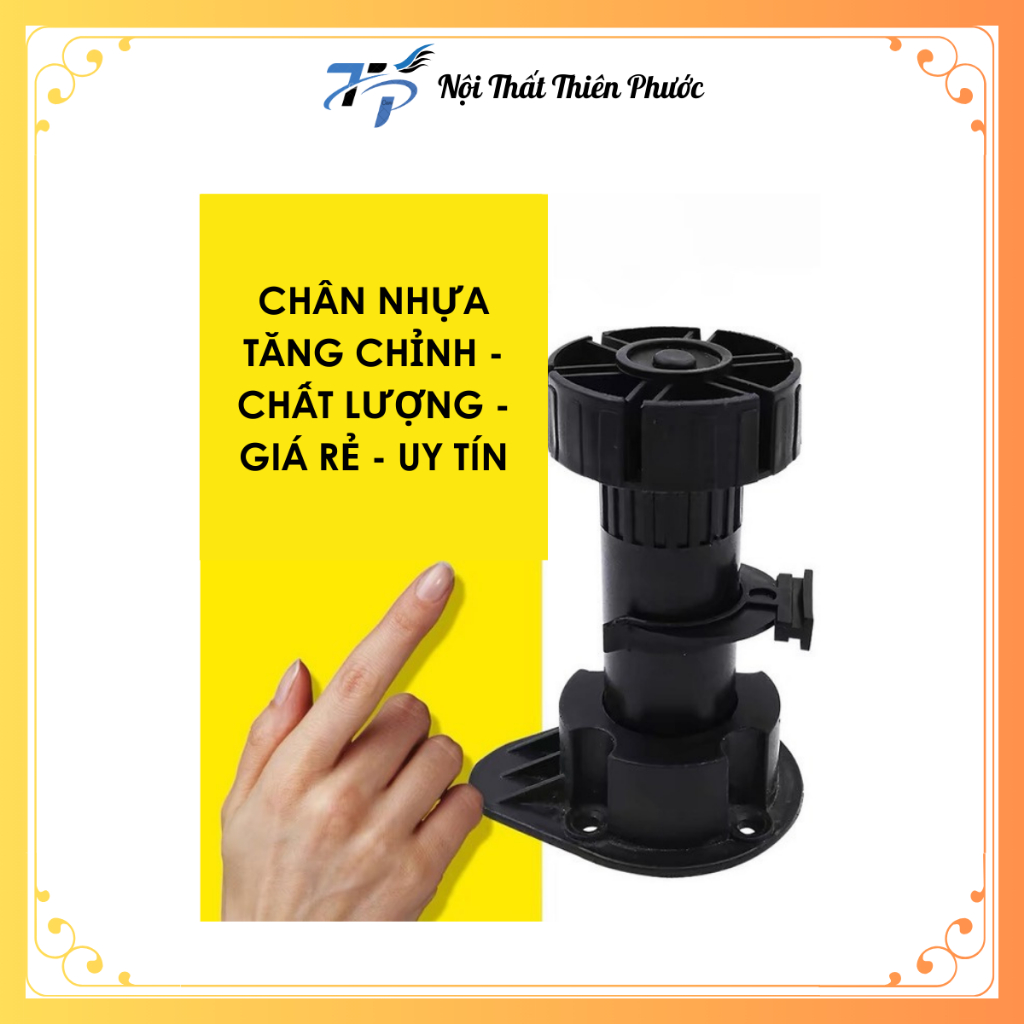 Combo 4 Chân Nhựa Tủ Bếp Tăng Chỉnh, Chân Bàn Ghế Có Điều Chỉnh Độ cao