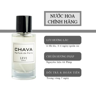 Nước hoa nam - nước hoa chava simple levi 50ml, cá tính - cuốn hút - mạnh mẽ, tiêu chuẩn pháp