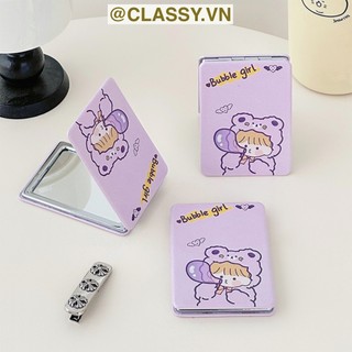 Gương trang điểm cầm tay mini Classy 2 mặt bỏ túi, Gương cầm tay mini Classy Hàn Quốc siêu cute, Gương hoạt hình PK570