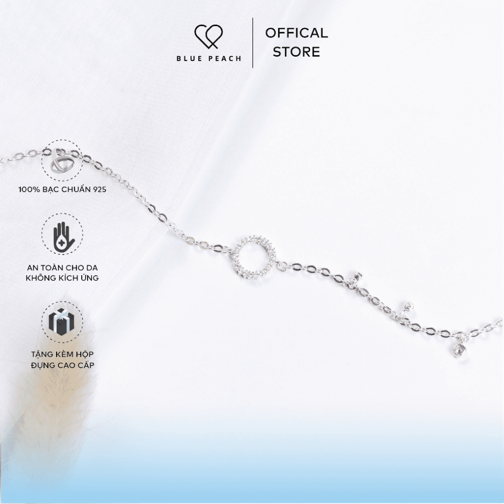 Lắc Chân Bạc Blue Peach LC Circle VN LC271