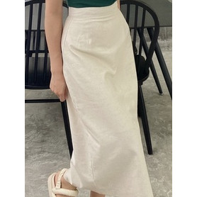Chân váy midi linen hack dáng phong cách Hàn Quốc - Midi linen skirt VDB8