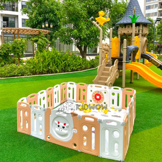 [Tặng thảm + 100 banh] Quây Củi Nhựa Kidswow Cho Bé Họa Tiết Bò, Voi