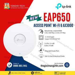 Access point gắn trần wifi 6 ax3000 tp-link eap650. hàng chính hãng