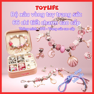 Bộ xâu vòng tay trang sức 66 chi tiết charm cao cấp cho bé đồ chơi vòng đeo tay đính cườm thủ công handmade DYI sáng tạo