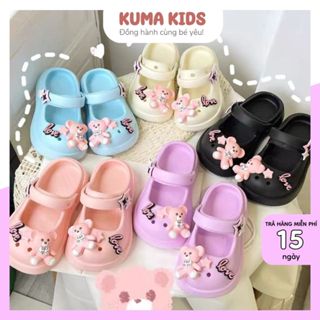 Dép sục cho bé gái cross gấu Teddy hồng Kuma Kids, quai hậu mùa hè cho bé 10 tháng đến 5 tuổi KD20 HaBu