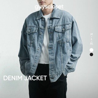 Áo Khoác Bò Nam Denim Jacket GUY's Closet -Chất Denim Dày Dặn-Form Dáng Rộng,Thoải Mái-Màu Đen, Xanh