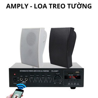 Amly bluetooth PA-90BT và loa treo tường BG-04,amply chuyên dùng cho loa có điện áp không đổi loa âm trần,loa treo tuong