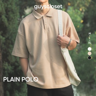 Áo Polo Trơn Nam GUY's Closet Plain Polo -Chất Cotton Pique Dày Dặn, Đứng Dáng - Màu Đen, Trắng, Be