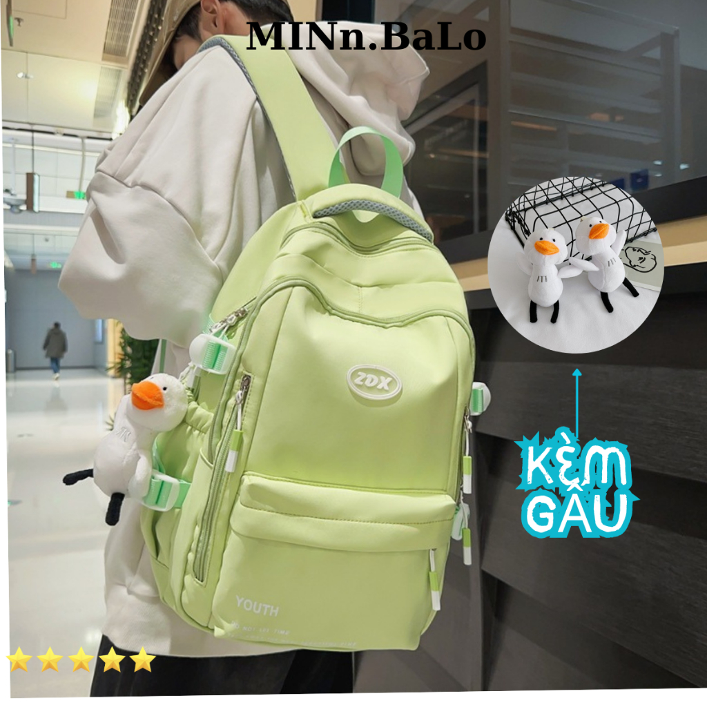 Balo đi học nam nữ cấp 2 cấp 3 nam nữ cặp sách thiết kế đơn giản phong cách hàn quốc