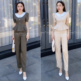 C781 leoswearing set quần dài ống rộng mix áo peplum