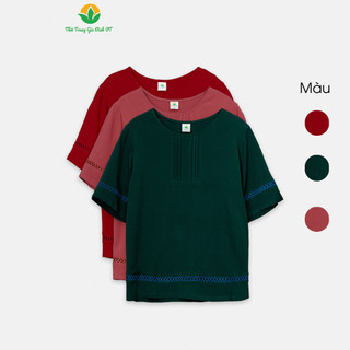 Áo trung niên cộc tay phối ren thời trang gia đình VT - A04.2407