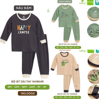 (Nhùn nhùn)Bộ Lullaby dài tay cài vai chất petit đủ size 6-9m đến 4y (màu như hình)