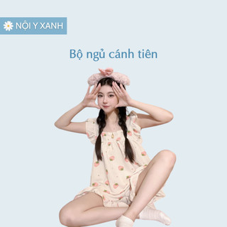 Bộ đồ ngủ nữ Noiyxanh pijama 2 dây cánh tiên, bộ mặc nhà chất đũi mềm mát, in họa tiết dễ thương cute