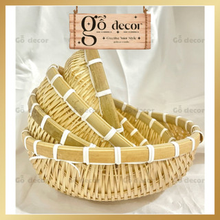 Rổ mây tre đan size 16-22cm trang trí decor nhà cửa Gỗ decor