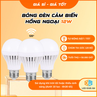 Đèn Cảm Ứng 12W Thông Minh, Đèn Cảm Biến Chuyển Động Cực Nhạy - Bóng Đèn Cảm Biến Hồng Ngoại - Đèn Led Khải Ân Giá Tốt