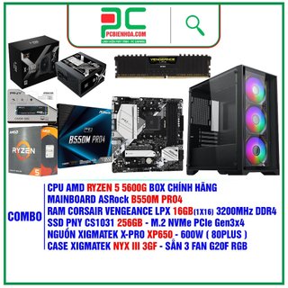 Máy tính AMD R5 5600G ( RYZEN 5 5600G / B550M / 16GB / 256GB )