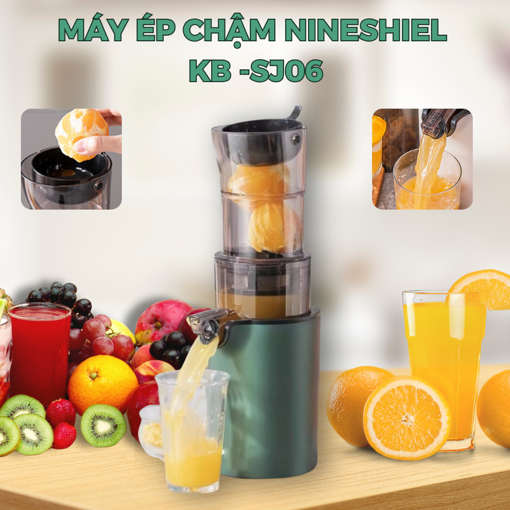 Máy Ép Chậm NINESHIELD KB - SJ06, Công Suất 200W Miệng Ép Lớn Ép Trái Cây Nguyên Trái Có Bảo Hành