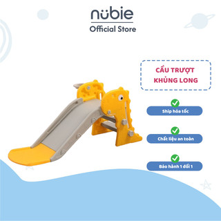 Cầu trượt cho bé, Cầu trượt khủng long vàng dễ thương chất liệu cao cấp kèm bóng rổ