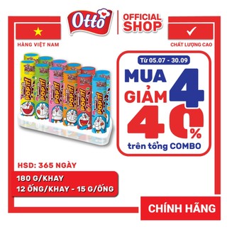 Khay (12 Ống) Kẹo socola sữa Popit Doreamon Ống 15g | Socola | Đồ ăn vặt