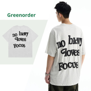 Áo thun unisex form oversize NO BKWY LOVES FOCUS Greenorder phong cách Retro (Hàng nội địa Trung)