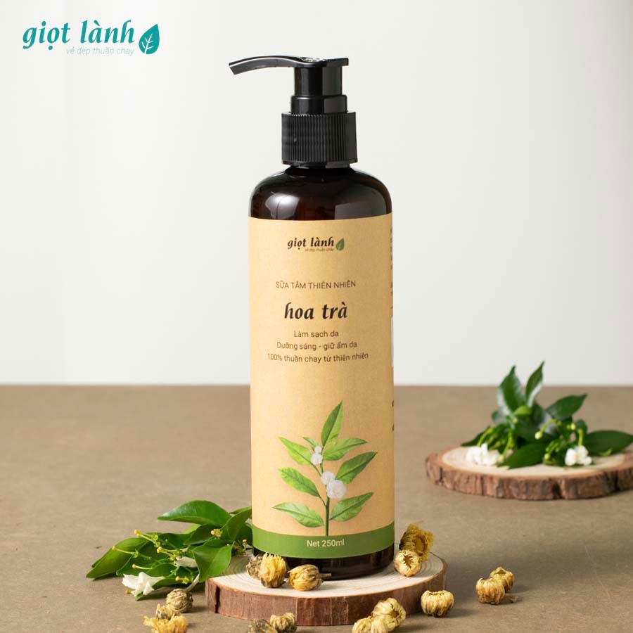  Sữa tắm Hoa Trà - Sữa tắm thiên nhiên cung cấp độ ẩm và làm sáng da Giọt Lành 250ml 