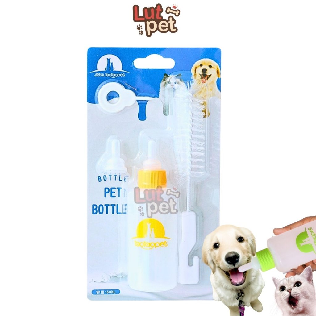 Bình ti sữa cho chó mèo sơ sinh - bình mớm sữa cho cún, mèo con 60ml - lutpet