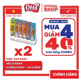 Combo 2 Khay (12 Ống) Kẹo socola sữa Popit Doreamon Ống 15g | Socola | Đồ ăn vặt