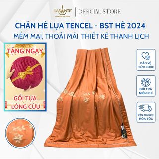 Chăn hè lạnh Tencel 100s LASANTE 2mx2m3 họa tiết thêu, chất mềm mại, thoáng mát, bảo hành chính hãng